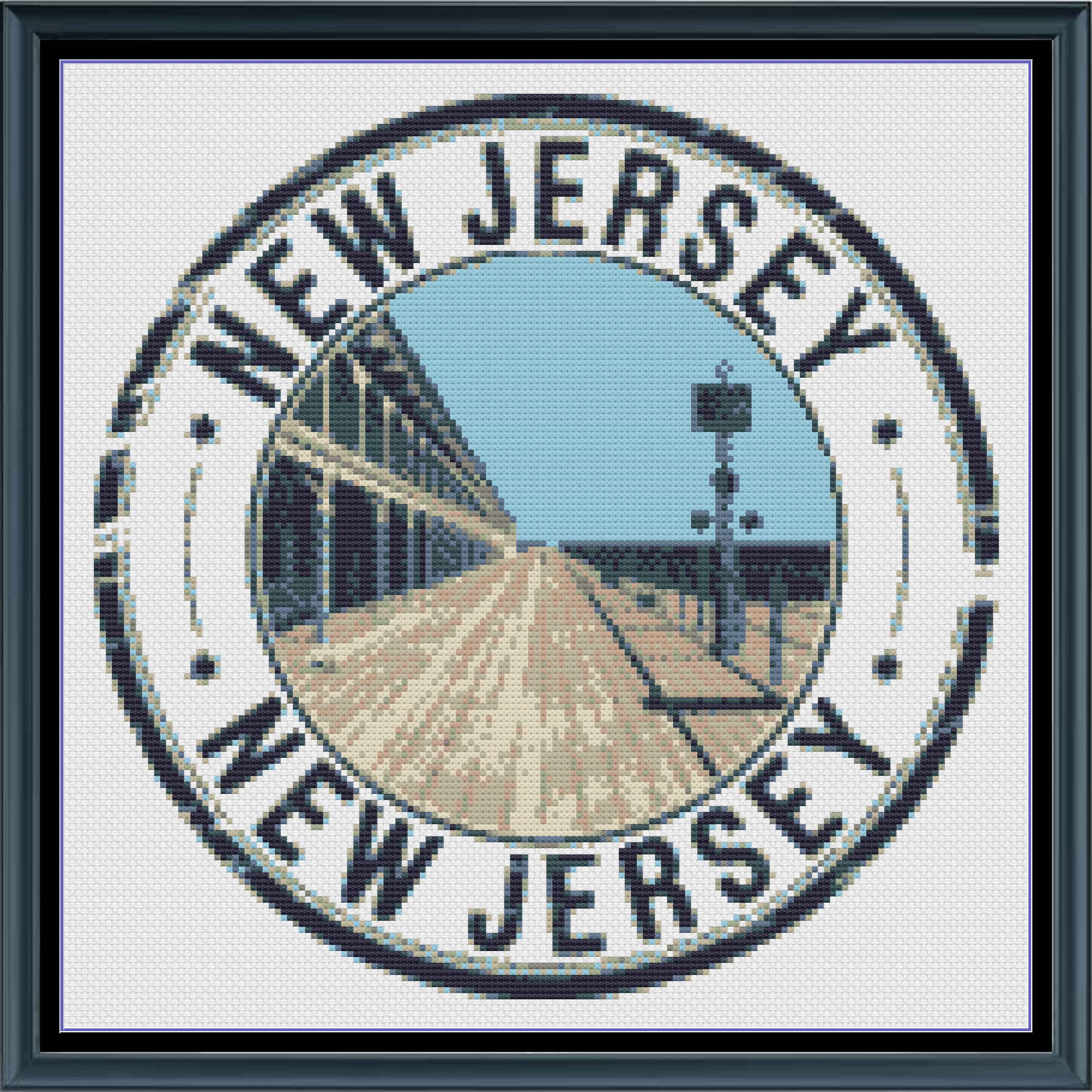Stitching Jules Design Cross Stitch Pattern New Jersey Boardwalk Atlantic City US State Counted Cross Stitch Pattern | Instant Download PDF